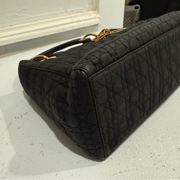 Authentic Christian Dior Cannage Lady Dior Medium Vintage Black Canvas - Picture 7 of 12